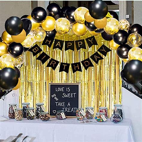 Black Gold Birthday Party Decoration Set Black And Gold