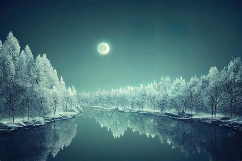Premium Photo Dark Cold Forest At Night River Along The Forest Full