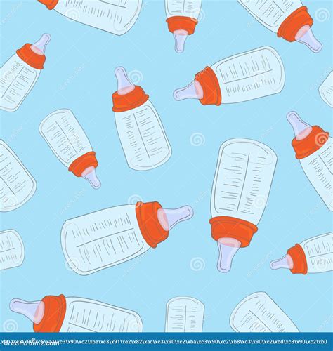 Seamless Vector Background Of Baby Bottles For Boy Royalty Free Stock