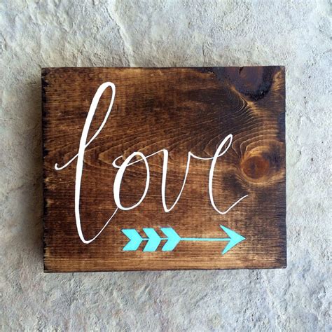 Custom Small Hand Painted Wooden Love Sign With Arrow Painted Signs