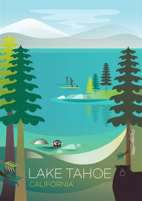 Lake Tahoe Poster Retro Travel Poster Vintage Travel Posters Travel