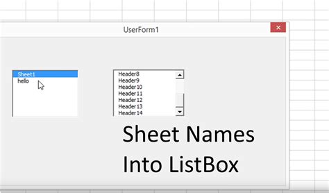 How To Grab All Excel Sheet Names Into Listbox Grab Column Headers