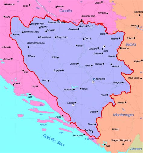 Detailed Political Map Of Bosnia And Herzegovina With