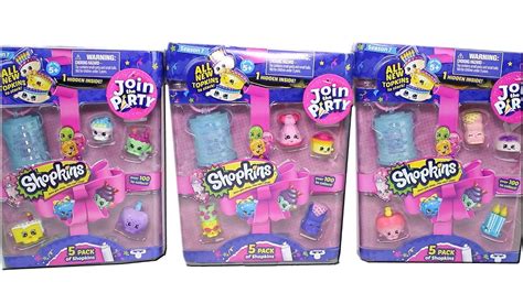 Shopkins Season 7 Join The Party 5 Packs Unboxing Toy Review With