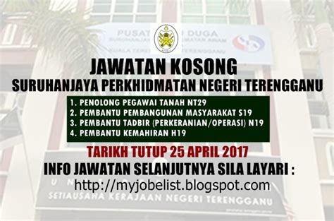 Click the link below to apply and kindly check the closing date and the requirement for the. Jawatan Kosong Kerajaan Terkini di SPN Terengganu - 25 ...