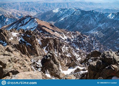 Jebel Toubkal Winter Ascent In High Atlas Mountains In Morocco Stock