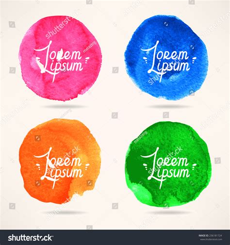 Set Four Colorful Watercolor Circles Backgrounds Stock Vector Royalty