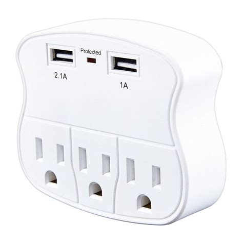 3 Outlet 2 Usb Rapid Charging Wall Adapter Wall Adapters Usb Outlet