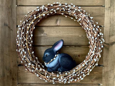 Pussy Willow Wreath Bunny Rabbit Willow Wreath Easter Real Etsy