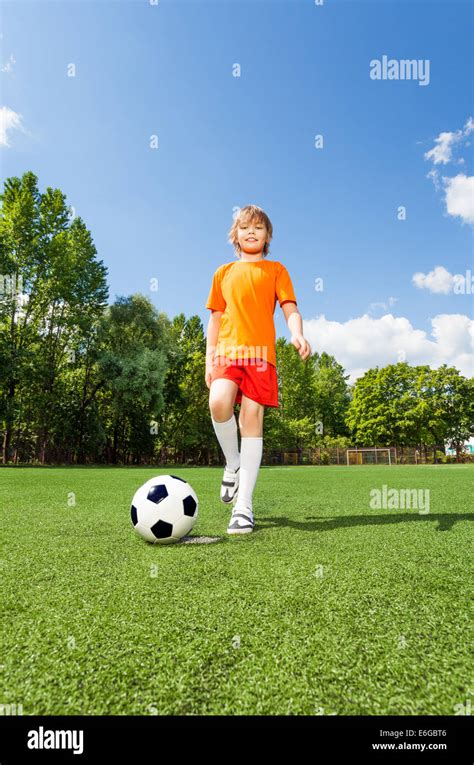 Blond Boy Playing Football Soccer Hi Res Stock Photography And Images