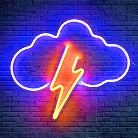 Blue Thundercloud Led Neon Sign Lightning Cloud Neon Sign Etsy