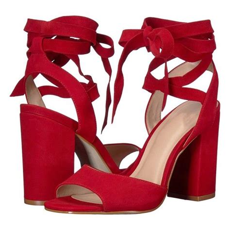 Red Suede Chunky Heel Strappy Sandals Heels Chunky Heels Strappy Sandals