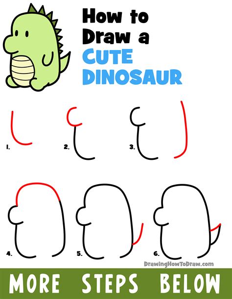 How To Draw A Cute Dinosaur Kawaii Chibi Easy Step By Step Drawing