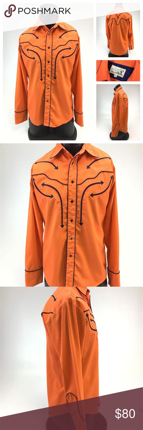 Roper Orange Rockabilly Pearl Snap Shirt Clothes Design Western