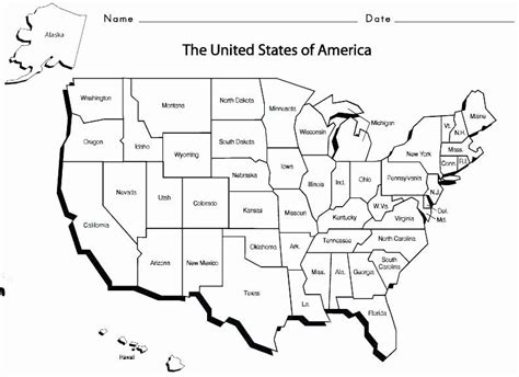 Blank Us Map Quiz Printable Regions The United States Worksheets Five