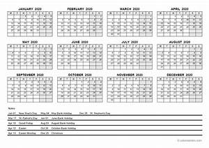 2020 Yearly Calendar With Ireland Holidays Free Printable Templates