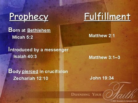 Lesson 10 Fulfilled Prophecy I What Prophecies Did