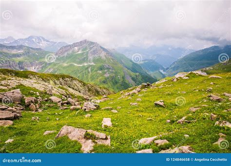 Rocky Mountain Landscape With Lake In The Background Stock Photo