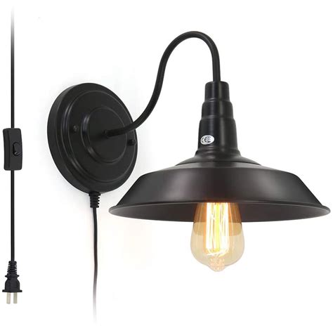 Novashion Wall Sconces With Plug In Cord E27 Black Retro Wall Lamp
