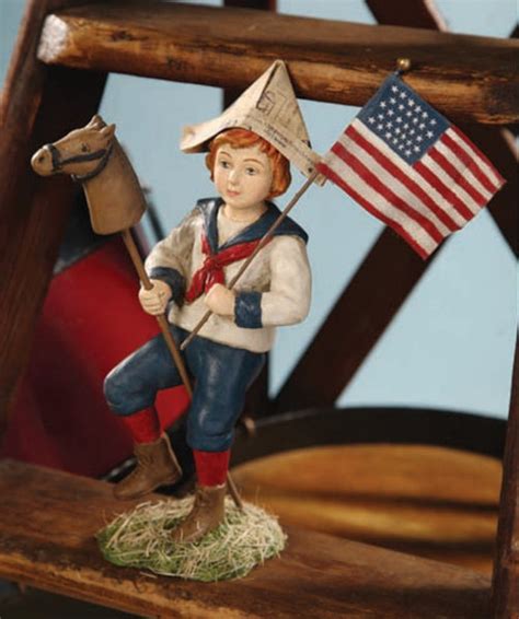 Bethany Lowe Patriotic Fun Boy With Flag 4th Of July Figurines