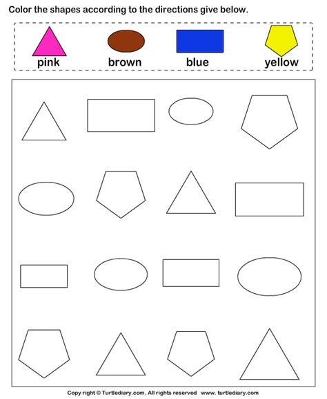 Match the Colors to Their Shapes Worksheet - Turtle Diary