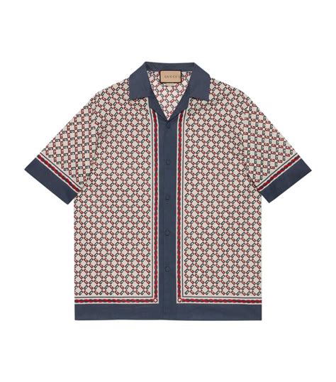 Gucci Blue Geometric G Print Shirt Harrods Uk