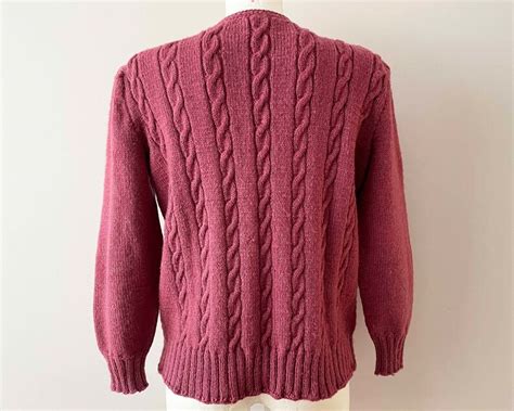 90s Cable Knit Cardigan Wool Sweater Jacket Women Nordic Etsy