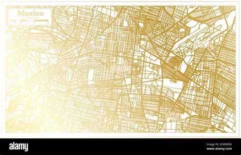 Mexico City Map In Retro Style In Golden Color Outline Map Vector