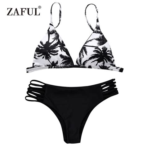 Zaful 2017 Summer Style Bikini Set Sexy New Bandage Coconut Tree Print Sexy Women Push Up