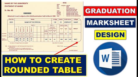 Create Graduation Marksheet Design In Ms Word Marksheetdesign
