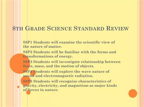 Ppt 8th Grade Science Standard Review Powerpoint Presentation Free