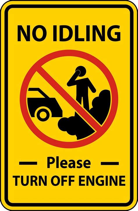 No Idling Turn Off Engine Sign On White Background 11323485 Vector Art