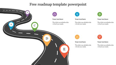 Multi Color Creative Free Roadmap Template Powerpoint Slide