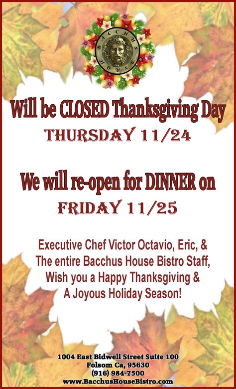 Bacchus House Will Be Closed Thanksgiving Day Bacchus House Wine Bar