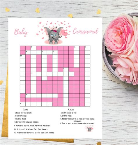 Printable Baby Shower Crossword Puzzle Game Printable Crossword Puzzles