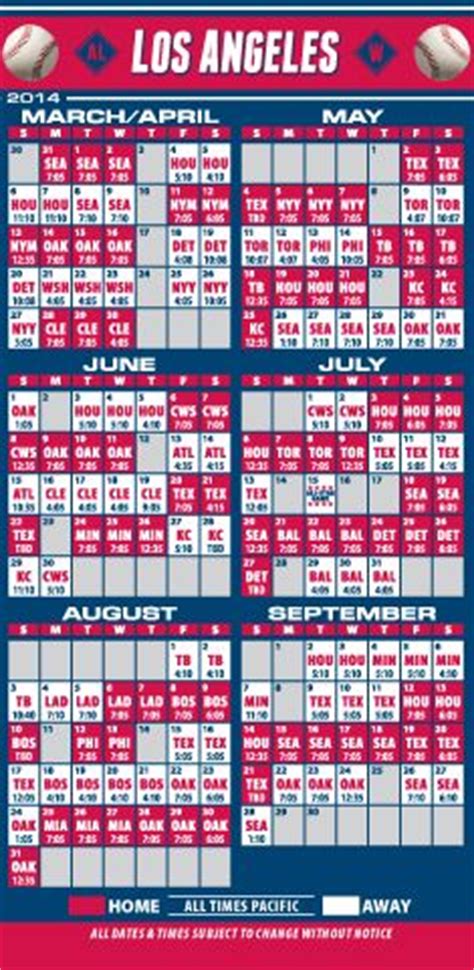 View the schedule of promotions and giveaways for the 2020 season. ReaMark Products: Los Angeles (AL) Baseball Schedule