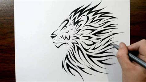 How To Draw A Lion Tribal Tattoo Design Style Youtube