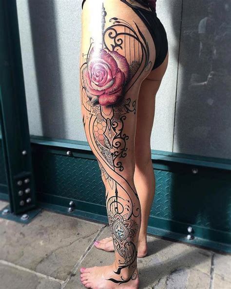 Embedded Sexiesttattoos Leg Tattoos Women Front Thigh Tattoos Full