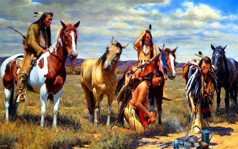American blind and wallpaper factory, inc. NATIVE AMERICAN western indian art artwork painting people ...