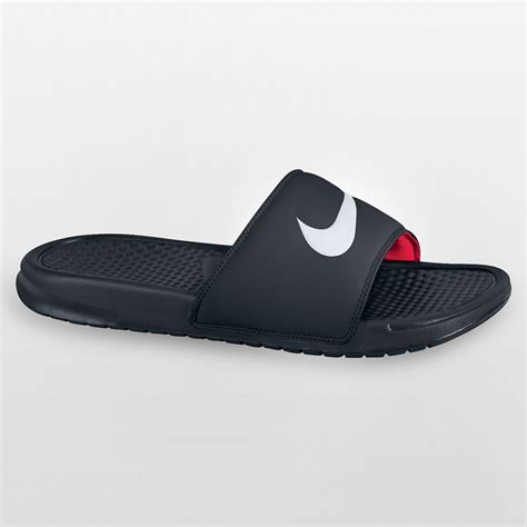 New Nike Benassi Swoosh Slide Sandals Blackwhite Boys Sizes 5 6 7 Ebay