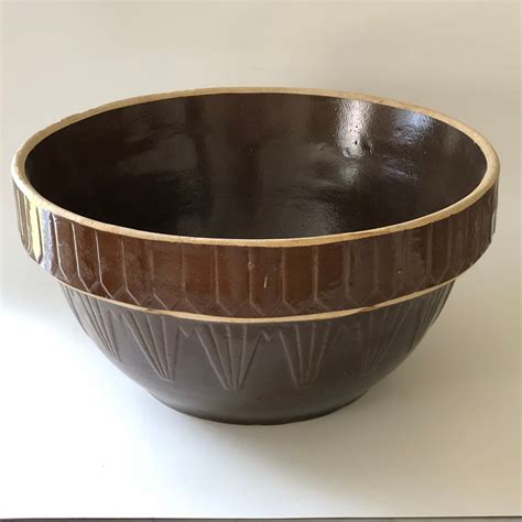 Huge Mixing Bowl Vintage Brown Stoneware Usa Farmhouse Rustic 12 34