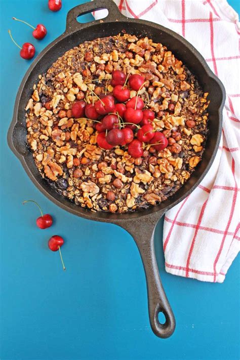 Healthy Baked Cherry Oatmeal With Nutty Topping Rhubarbarians