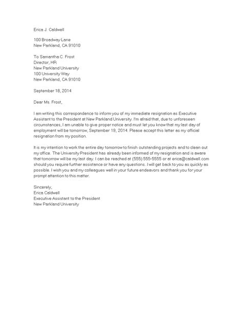 Accounting cover letter template the accounting industry is competitive, so whenever you submit a job application, you want to know that yours stands out. Short Immediate Resignation Letter | Templates at allbusinesstemplates.com