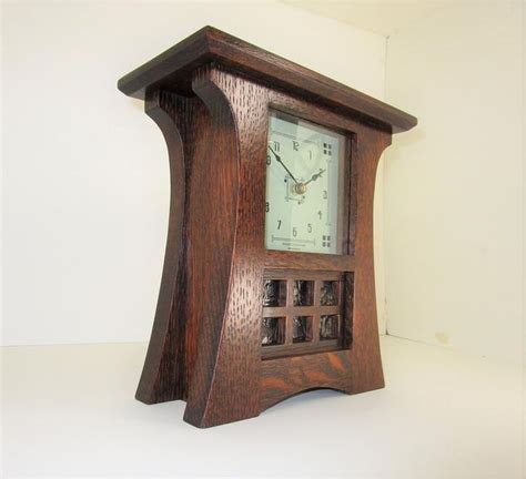 Mission Craftsman Style Arts Crafts Shelf Mantel Clock Hand Hammered