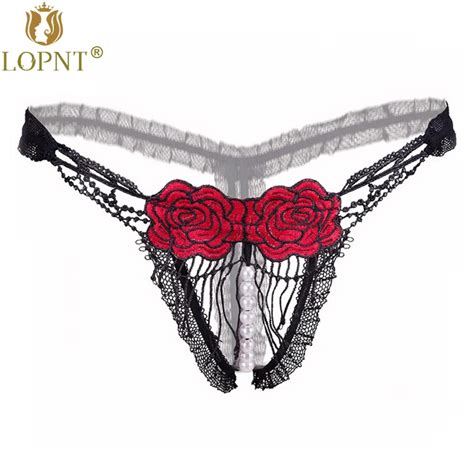 Buy Lopnt New Sexy Thongs Embroidery Roses Tassel Pearl G Strings Hollow Out