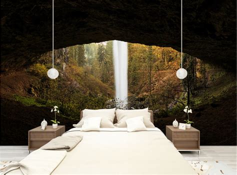 Nature Cave Single Waterfall 3d Wallpaper Scenic Photo Landscape Mural