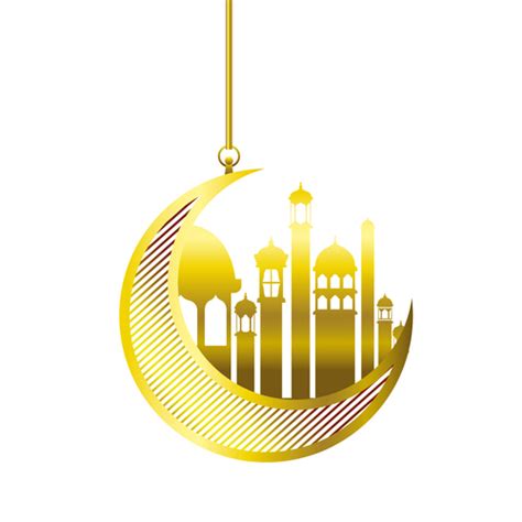 Eid Mubarak Festival Golden Moon Decor Vector 02 Free Download