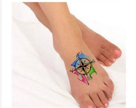Temporary Tattoo Watercolor Compass Ultra Thin Realistic Waterproof