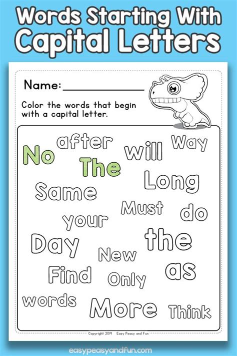 Color The Words With Capital Letters Worksheets Capital Letters