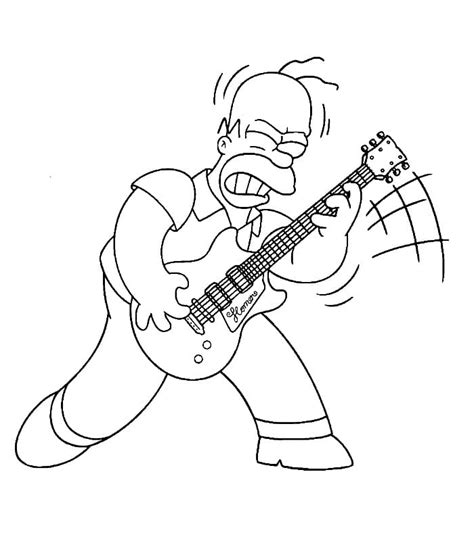 Homer Simpson Is Playing Guitar Coloring Page Download Print Or Color Online For Free